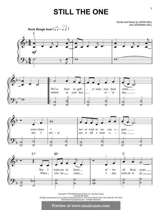 Still the One (Orleans): For piano by John T. Hall, Johanna Hall