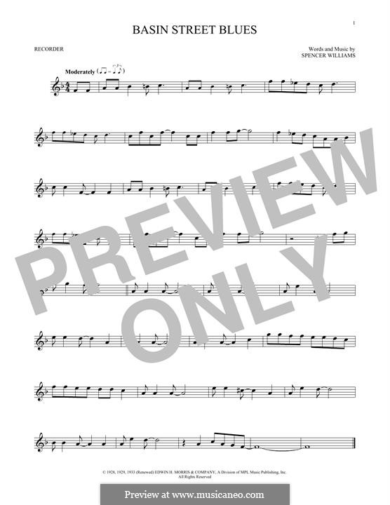 Basin Street Blues (Louis Armstrong): For recorder by Spencer Williams