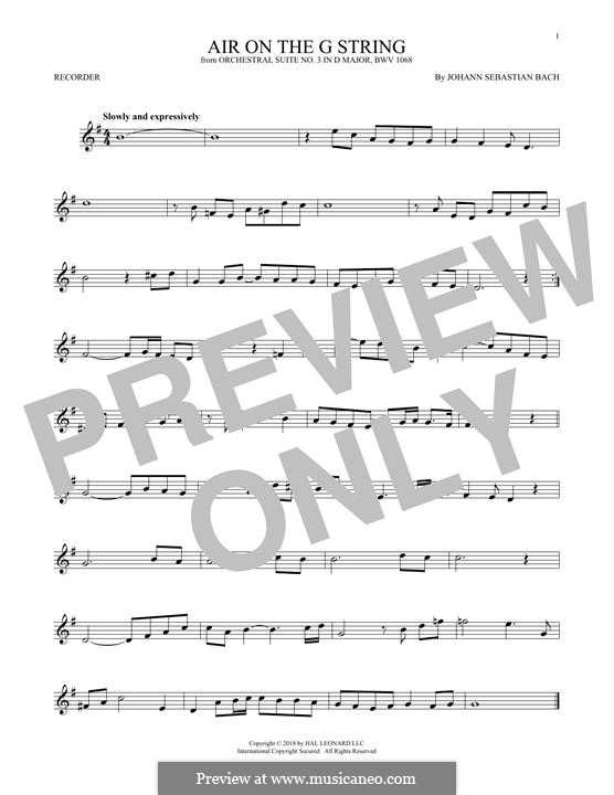 Aria (Printable Scores): Version for recorder by Johann Sebastian Bach