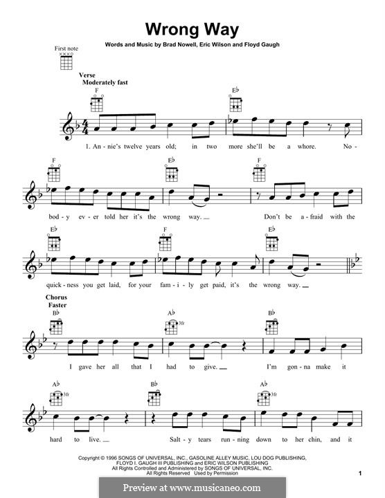 Wrong Way (Sublime) by B. Nowell, E. Wilson, F. Gaugh on MusicaNeo