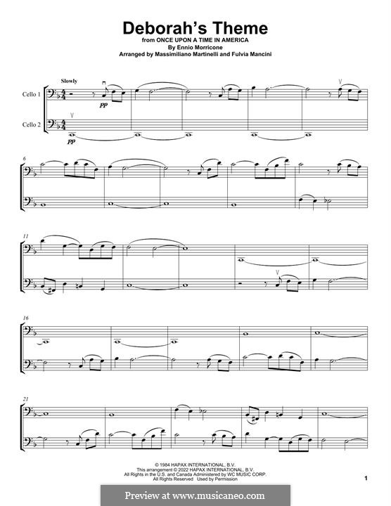 Deborah's Theme (from Once Upon A Time In America): For two cellos (Mr & Mrs Cello) by Ennio Morricone