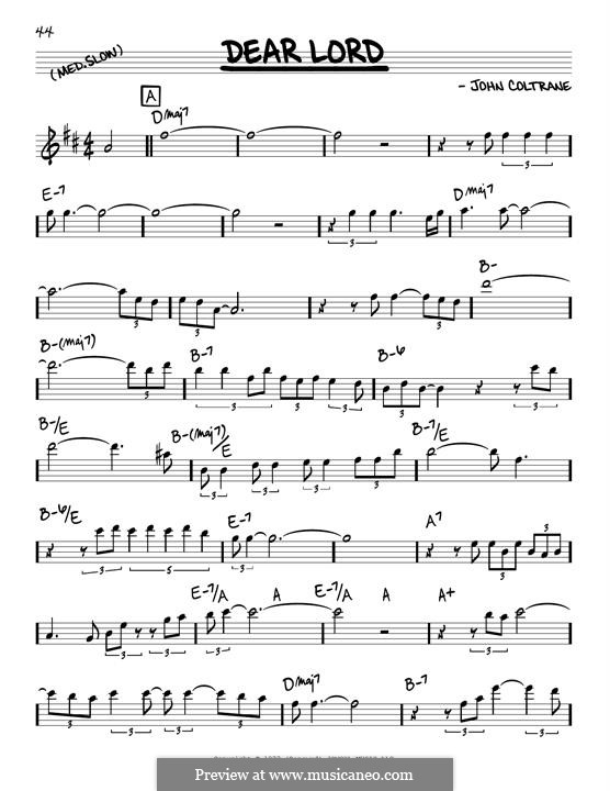 Dear Lord by J. Coltrane - sheet music on MusicaNeo