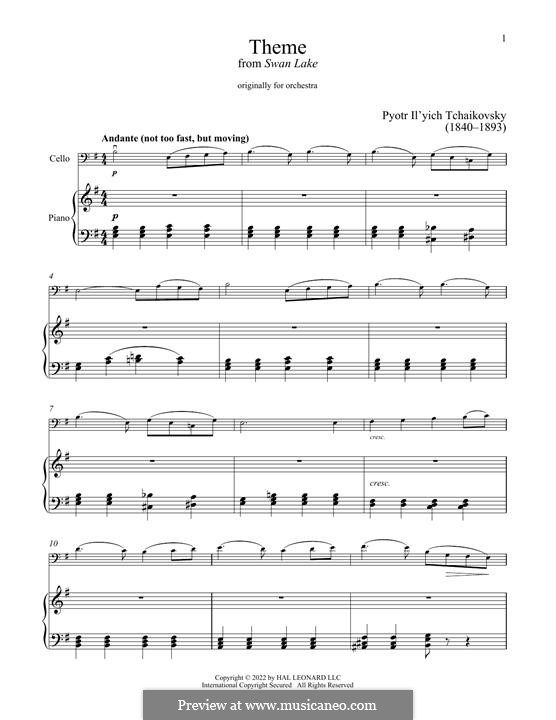 No.14 Scène: Arrangement for cello and piano (Theme) by Pyotr Tchaikovsky