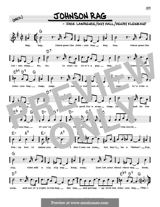 Johnson Rag (Glenn Miller): Melody line by Guy Hall, Henry Kleinkauf, Jack Lawrence