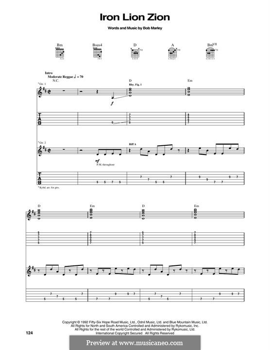 Iron Lion Zion: For guitar with tab by Bob Marley