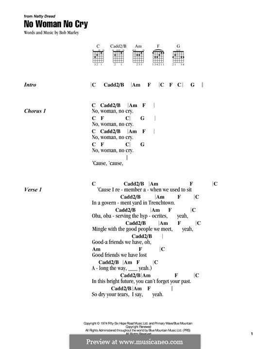 Bob Marley - No Woman No Cry atStanton's Sheet Music