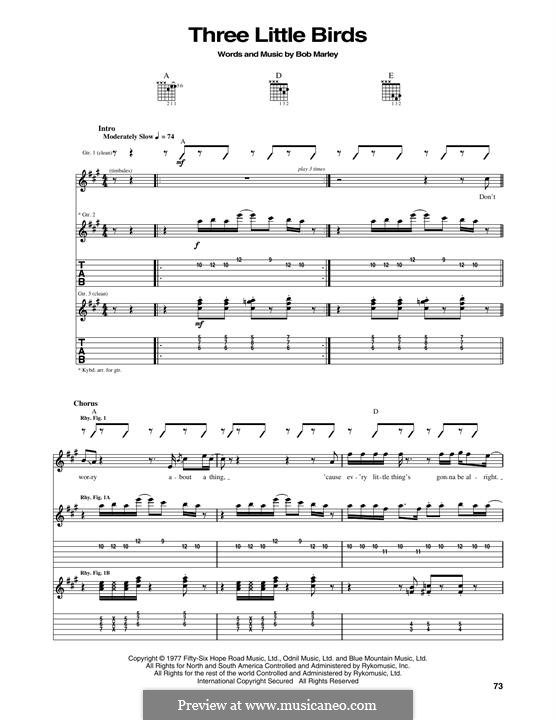 Three Little Birds: For guitar with tab by Bob Marley