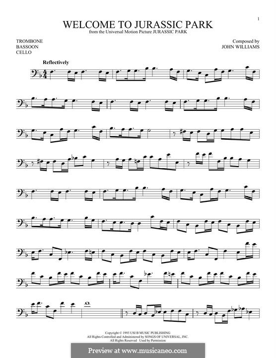 Welcome To Jurassic Park (from Jurassic Park): For trombone by John Williams