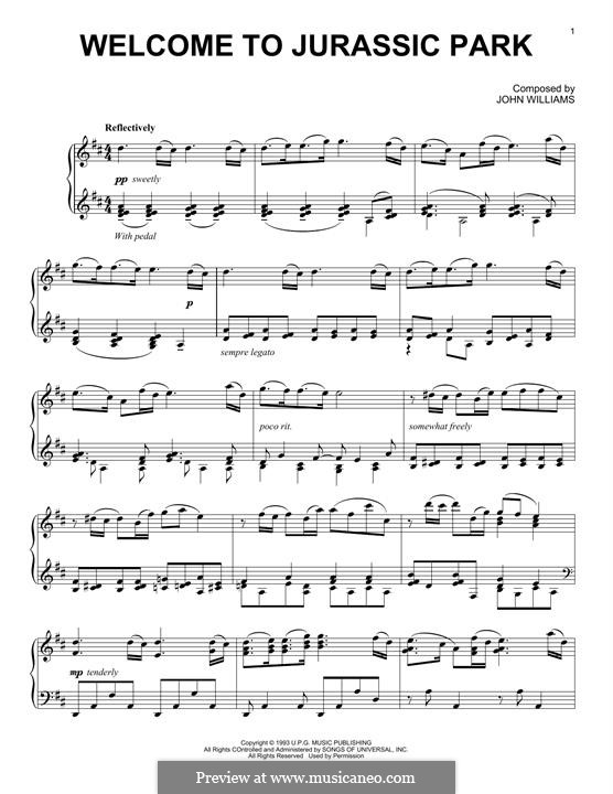 Welcome To Jurassic Park (from Jurassic Park): For piano by John Williams