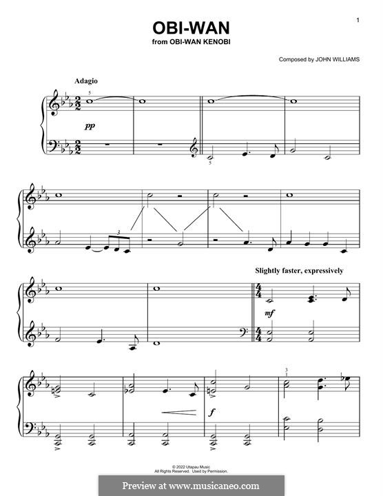 Obi-Wan (from Obi-Wan Kenobi): For piano by John Williams