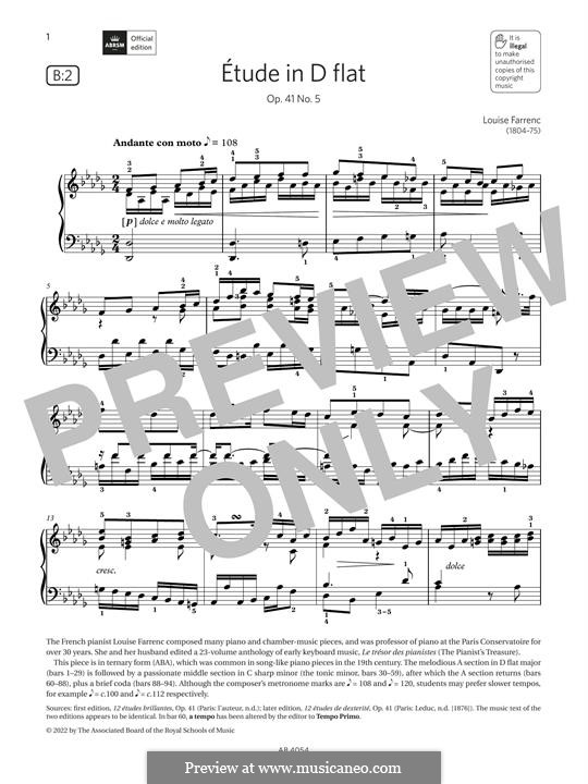 12 Studies in Dexterity, Op.41: No.5 Etude in D flat by Louise Farrenc