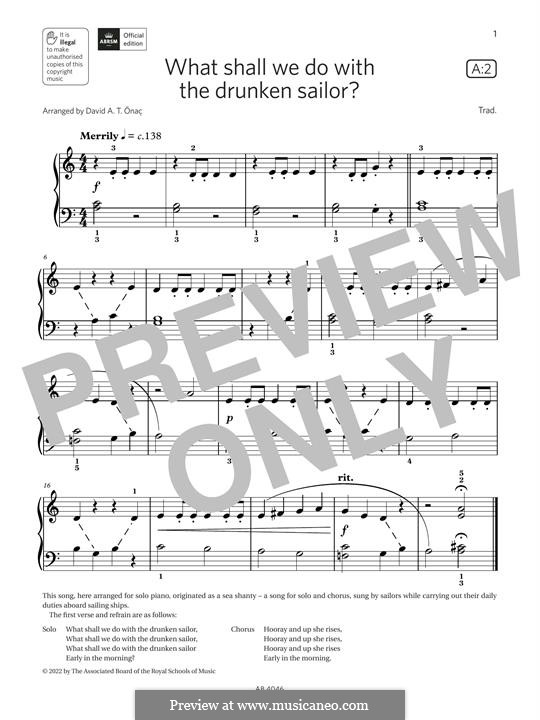 What Shall We Do with the Drunken Sailor: For piano by folklore