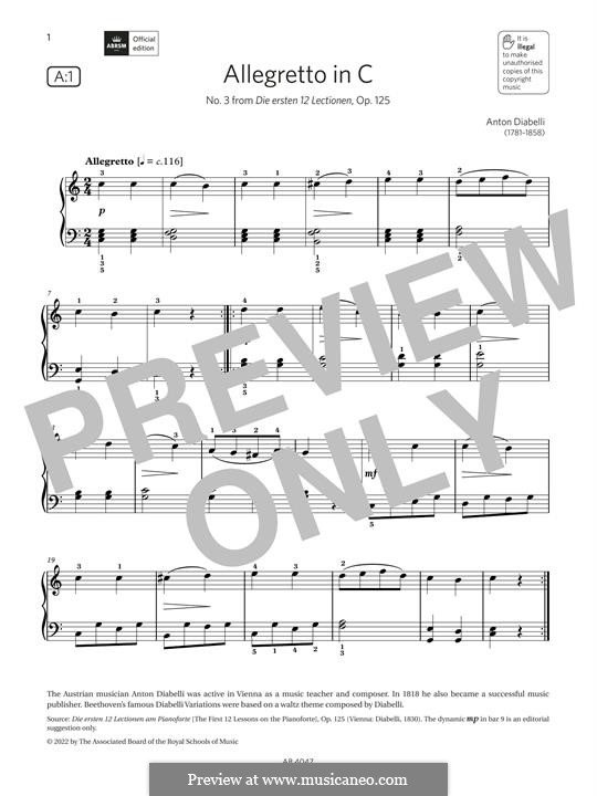 Allegretto in C by A. Diabelli sheet music on MusicaNeo