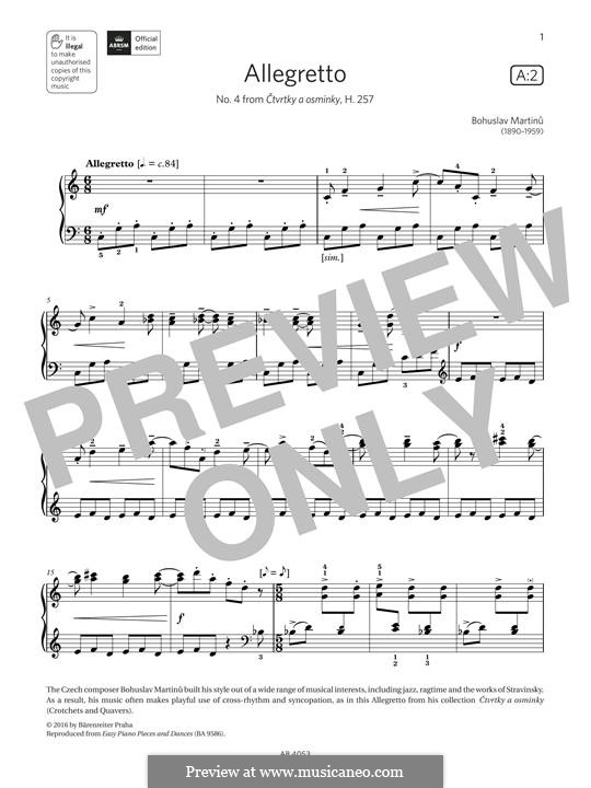 Allegretto by B. Martinů sheet music on MusicaNeo