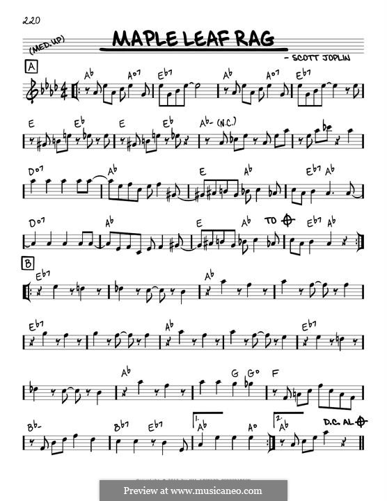 Maple Leaf Rag: Melody line by Scott Joplin