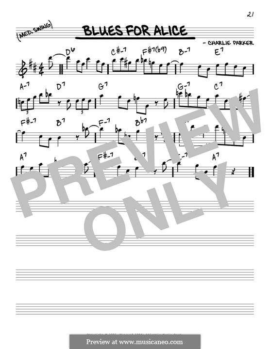 Blues for Alice: Melody line by Charlie Parker