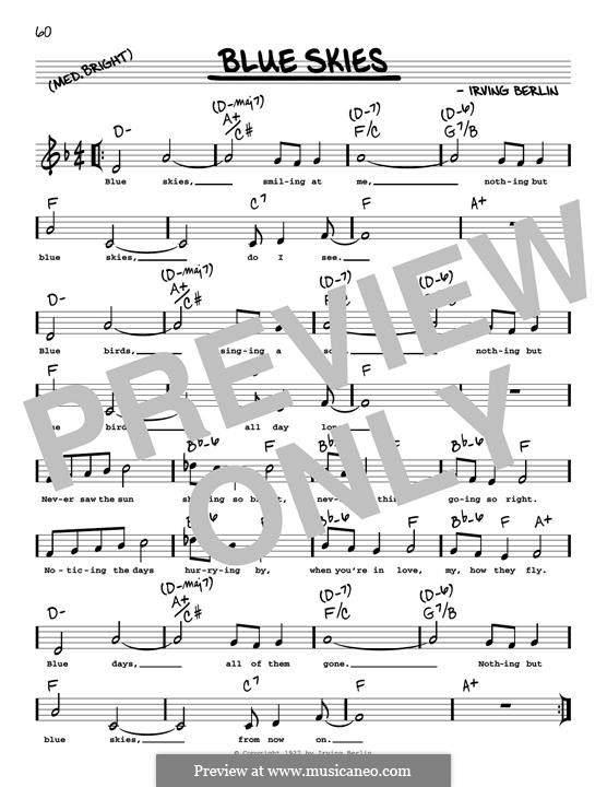 Blue Skies: Melody line by Irving Berlin