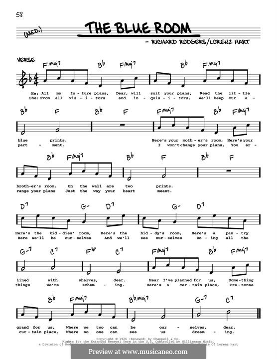 The Blue Room: Melody line by Richard Rodgers