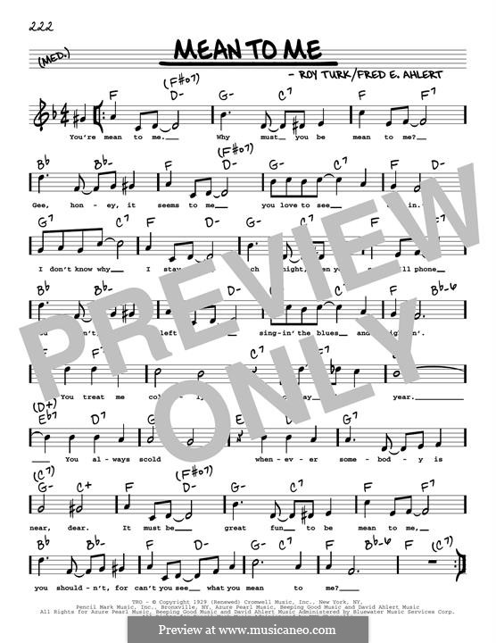 Mean To Me by R. Turk, F.E. Ahlert - sheet music on MusicaNeo