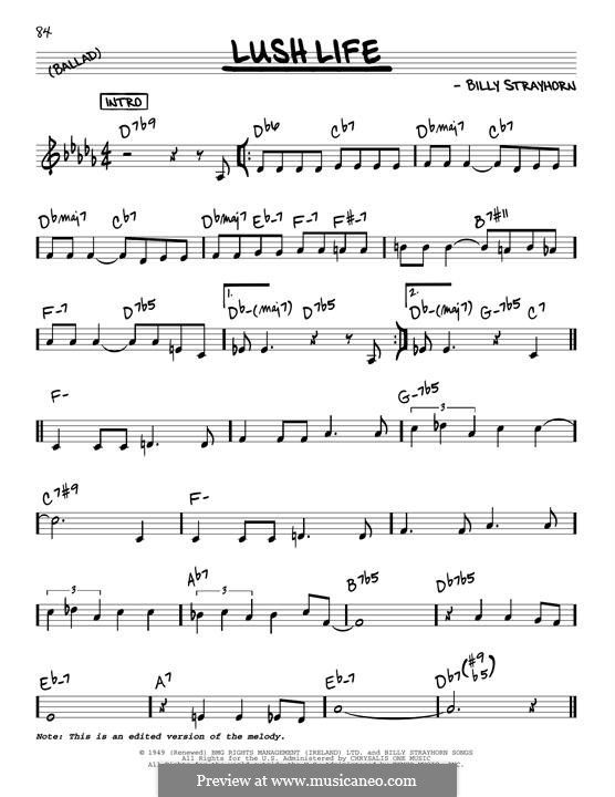 Lush Life: Melody line by Billy Strayhorn