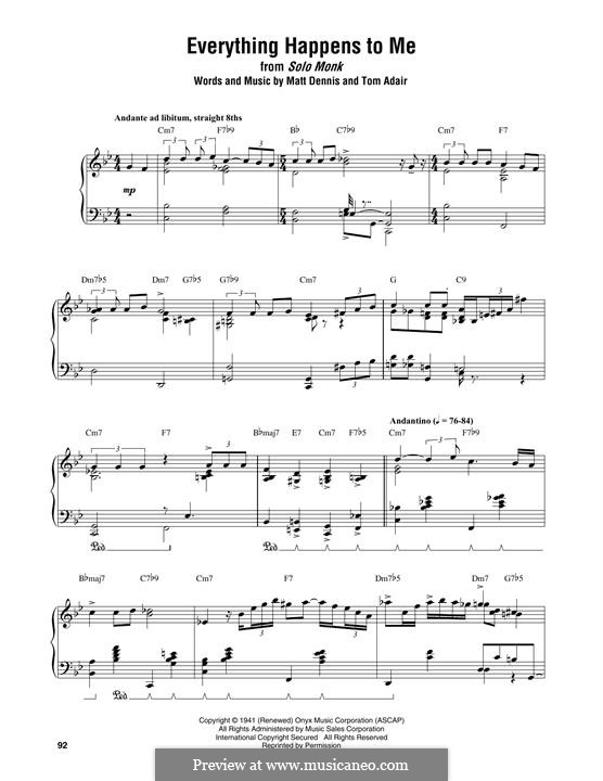 Everything Happens to Me (Frank Sinatra): For piano by Matt Dennis