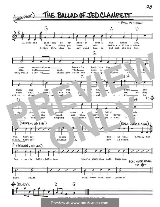 Ballad of Jed Clampett (from The Beverly Hillbillies): Melody line by Paul Henning