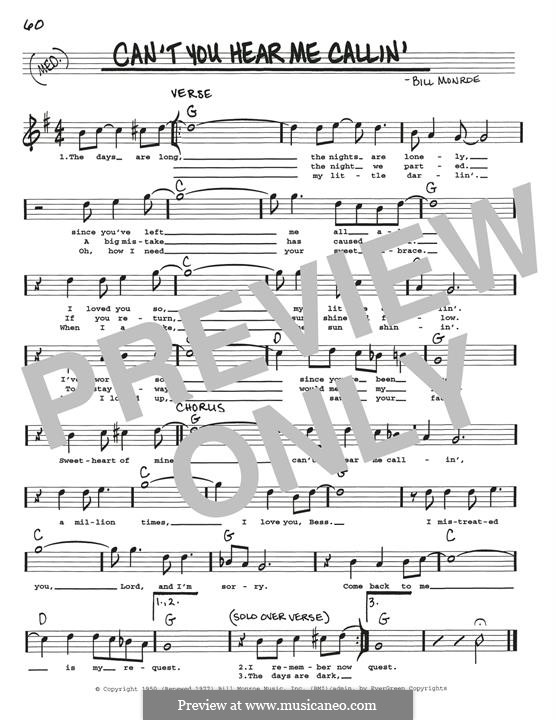 Can't You Hear Me Callin': Melody line by Bill Monroe