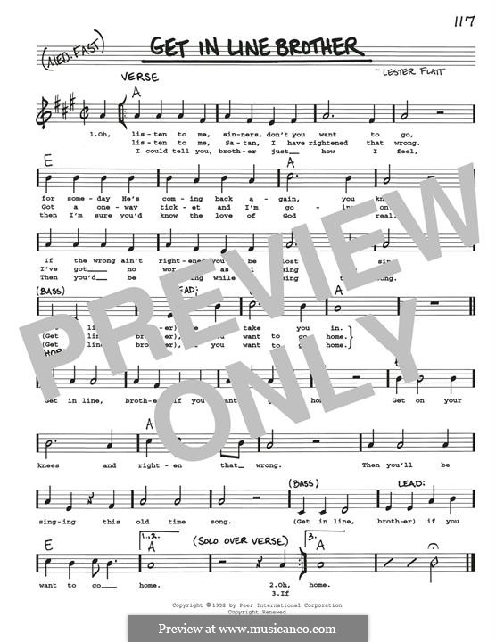 Get In Line Brother (Flatt & Scruggs): Melody line by Lester Flatt