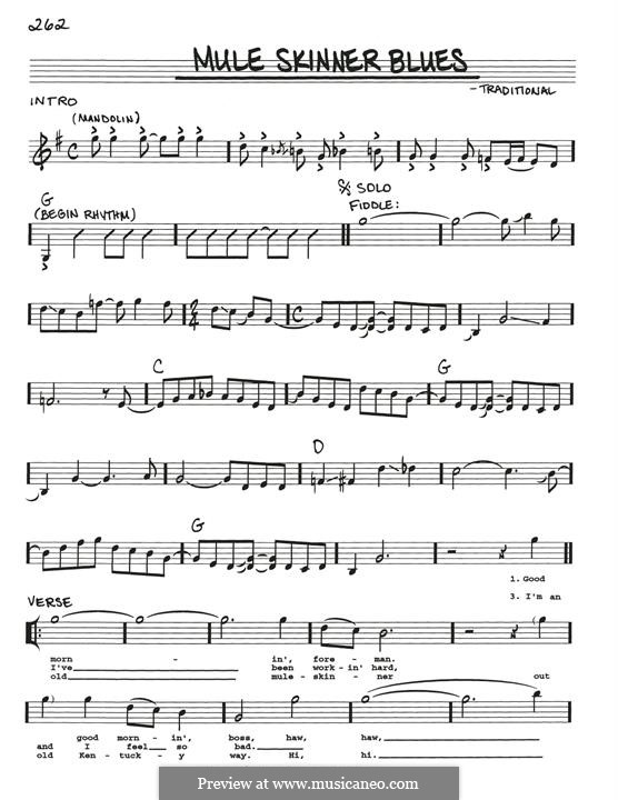 Mule Skinner Blues: Melody line by folklore