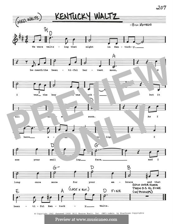 Kentucky Waltz: Melody line by Bill Monroe