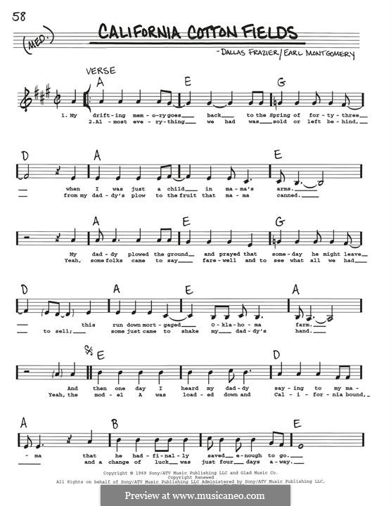 California Cotton Fields by E. Montgomery sheet music on MusicaNeo