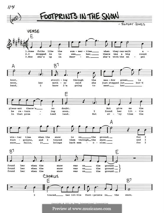 Footprints in the Snow by R. Jones sheet music on MusicaNeo