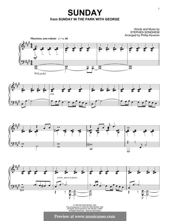 Sunday (from Sunday in the Park with George): For piano by Stephen Sondheim