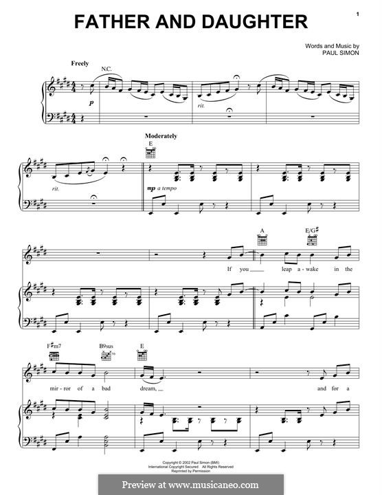 Father and Daughter: For voice and piano (or guitar) by Paul Simon