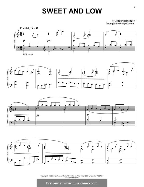 Sweet and Low: For piano by Joseph Barnby