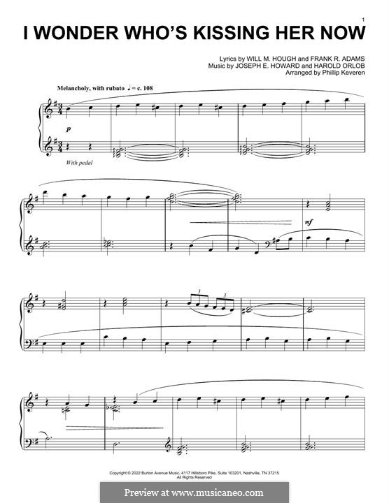 I Wonder Who's Kissing Her Now: For piano by Joseph Edgar Howard