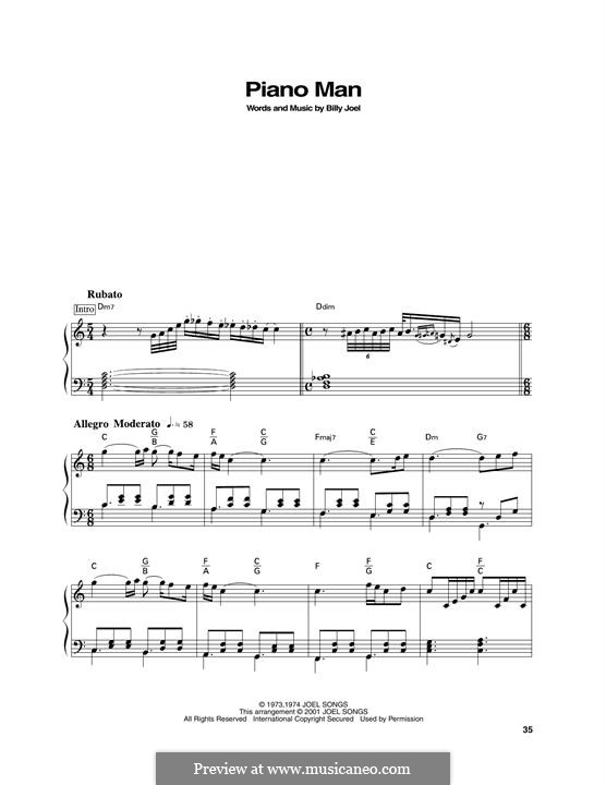 Piano Man: For piano by Billy Joel