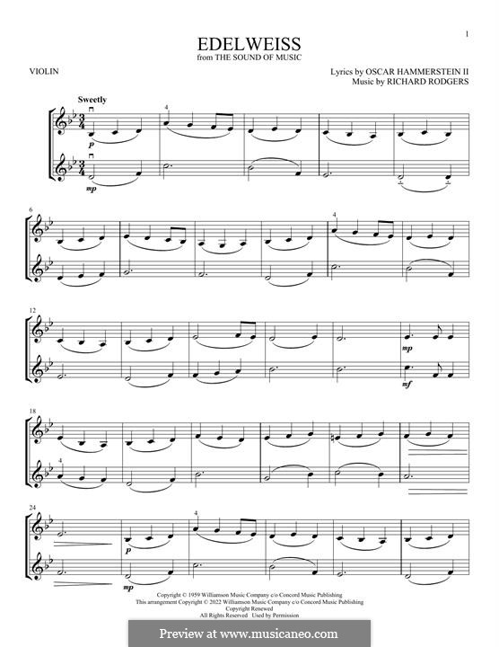 Edelweiss (from The Sound of Music): For two violins by Richard Rodgers