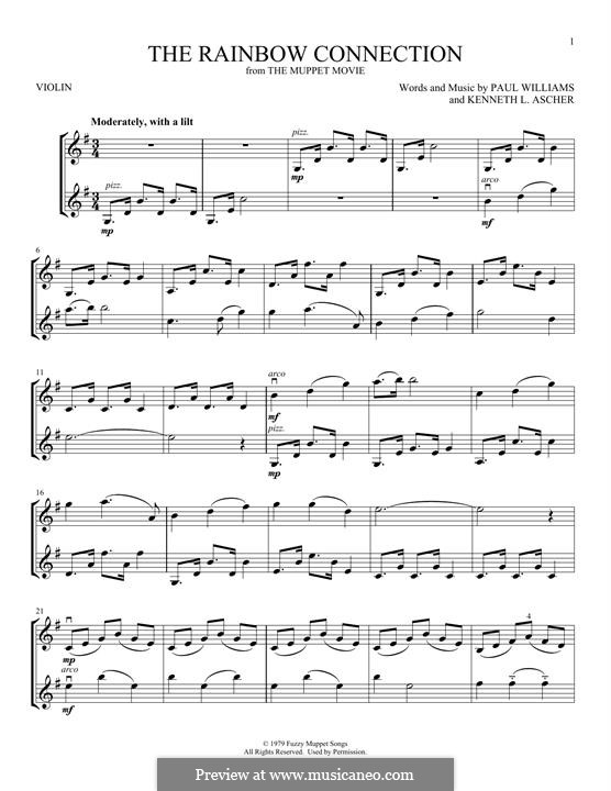 The Rainbow Connection (Kermit the Frog): For two violins by Paul H. Williams, Kenneth L. Ascher