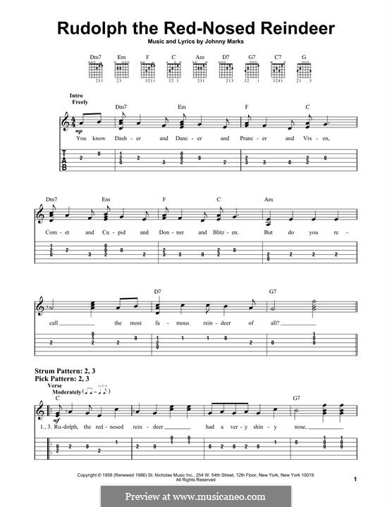 Rudolph the Red-Nosed Reindeer: For guitar with tab by Johnny Marks