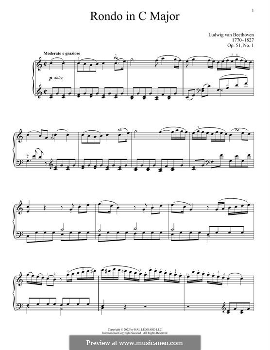 Two Rondos for Piano, Op.51: Rondo No.1 by Ludwig van Beethoven