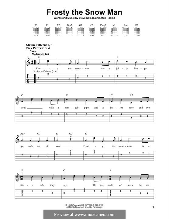 Frosty the Snow Man: For guitar with tab by Jack Rollins, Steve Nelson