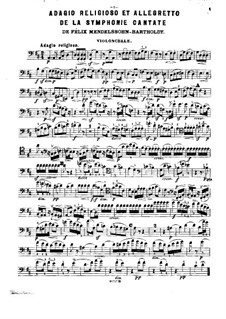 Symphony No.2 in B Flat Major 'Hymn of Praise', Op.52: Adagio religioso and Allegretto, for piano trio – cello part by Felix Mendelssohn-Bartholdy