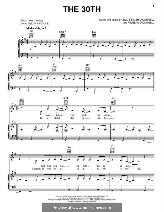 The 30th billie eilish by f o connell sheet music on musicaneo