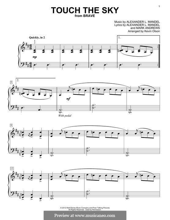 Touch The Sky (from Brave): For piano by Alexander L. Mandel