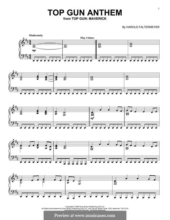 Top Gun (Anthem): For piano by Harold Faltermeyer