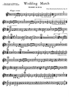 Wedding March: Trumpet in B III part by Felix Mendelssohn-Bartholdy