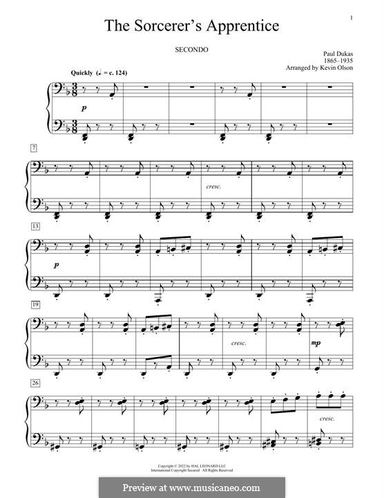 L'apprenti sorcier (The Sorcerer's Apprentice): For piano by Paul Dukas
