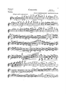 Concerto for Violin and Orchestra in E Minor, Op.64: Violin solo part by Felix Mendelssohn-Bartholdy