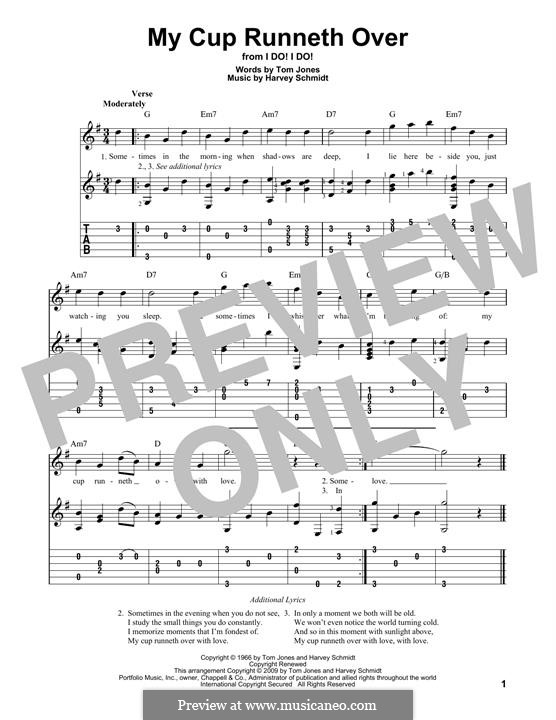 My Cup Runneth Over (Ed Ames): For guitar by Harvey Schmidt